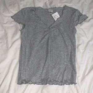 V Neck Ruffle Tee